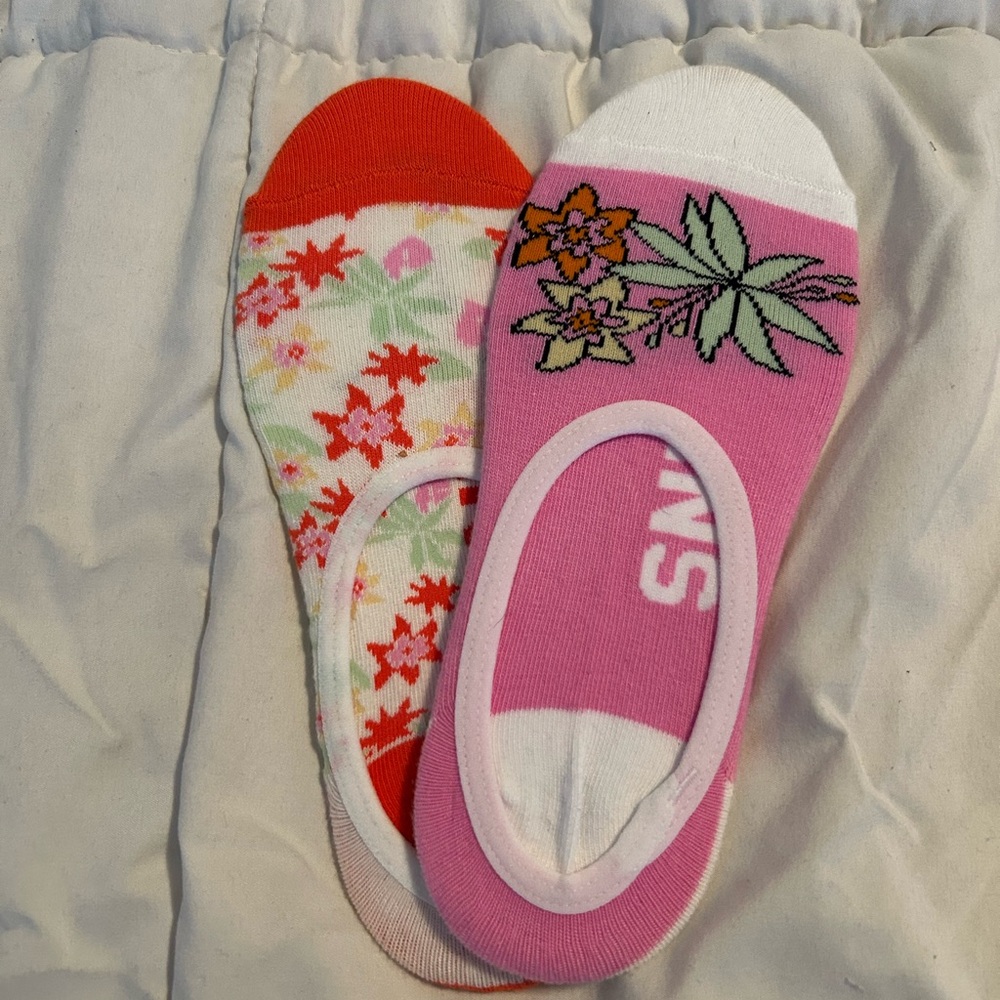 Vans Pink and Red Floral No-Show Socks